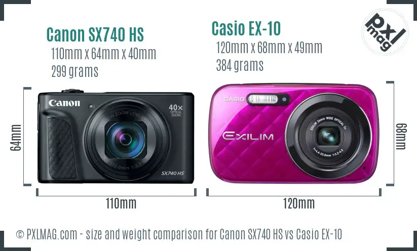 Canon SX740 HS vs Casio EX-10 size comparison Canon SX740 HS vs Casio EX-10 size comparison