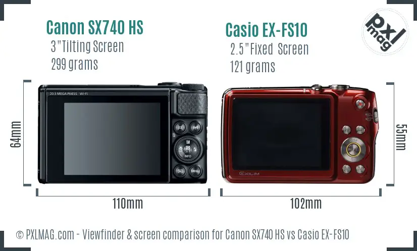 Canon SX740 HS vs Casio EX-FS10 Screen and Viewfinder comparison Canon SX740 HS vs Casio EX-FS10 Screen and Viewfinder comparison