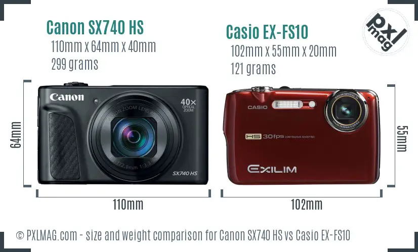 Canon SX740 HS vs Casio EX-FS10 size comparison Canon SX740 HS vs Casio EX-FS10 size comparison