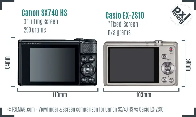 Canon SX740 HS vs Casio EX-ZS10 Screen and Viewfinder comparison Canon SX740 HS vs Casio EX-ZS10 Screen and Viewfinder comparison