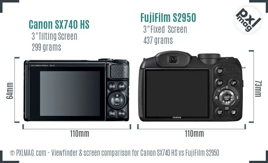 Canon SX740 HS vs FujiFilm S2950 Screen and Viewfinder comparison