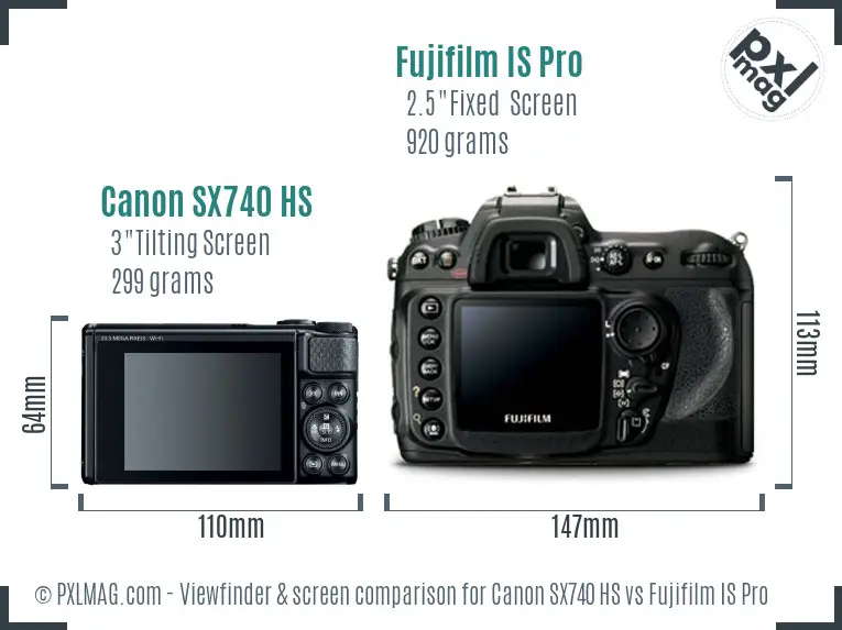 Canon SX740 HS vs Fujifilm IS Pro Screen and Viewfinder comparison