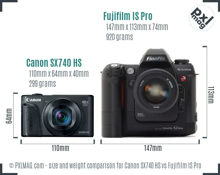 Canon SX740 HS vs Fujifilm IS Pro size comparison