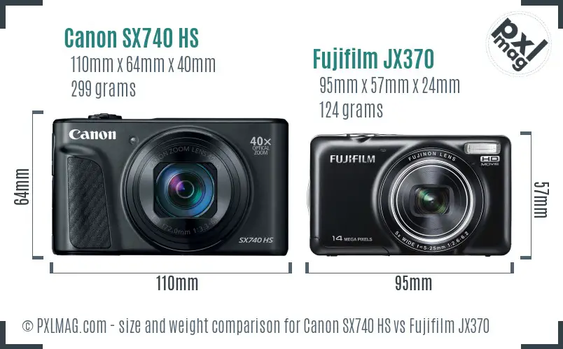 Canon SX740 HS vs Fujifilm JX370 size comparison