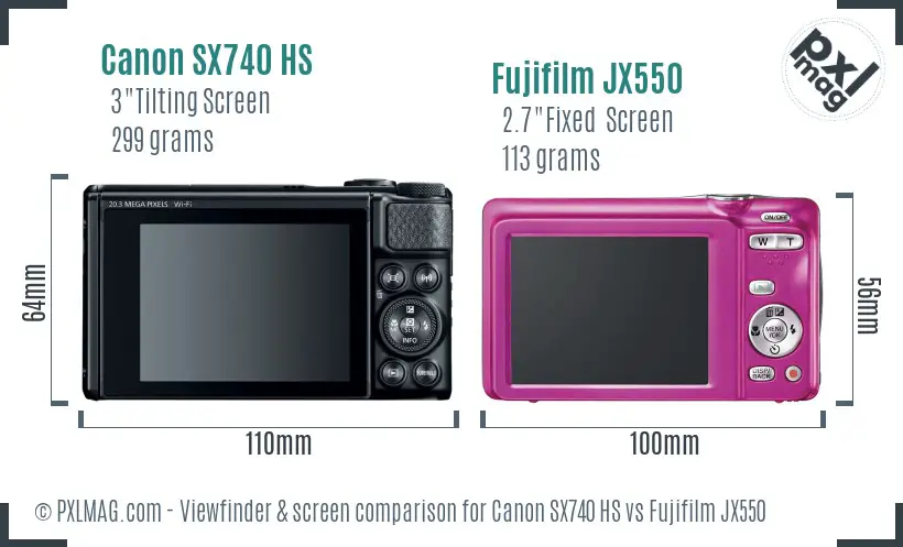 Canon SX740 HS vs Fujifilm JX550 Screen and Viewfinder comparison Canon SX740 HS vs Fujifilm JX550 Screen and Viewfinder comparison