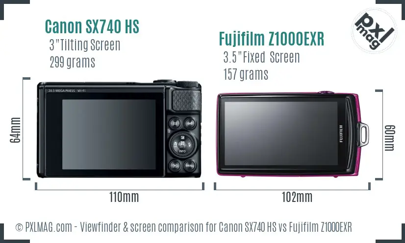 Canon SX740 HS vs Fujifilm Z1000EXR Screen and Viewfinder comparison Canon SX740 HS vs Fujifilm Z1000EXR Screen and Viewfinder comparison