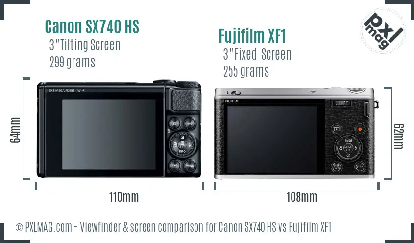 Canon SX740 HS vs Fujifilm XF1 Screen and Viewfinder comparison Canon SX740 HS vs Fujifilm XF1 Screen and Viewfinder comparison