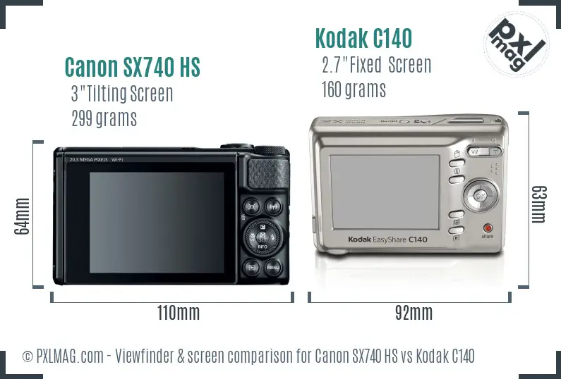 Canon SX740 HS vs Kodak C140 Screen and Viewfinder comparison Canon SX740 HS vs Kodak C140 Screen and Viewfinder comparison