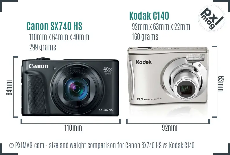 Canon SX740 HS vs Kodak C140 size comparison Canon SX740 HS vs Kodak C140 size comparison
