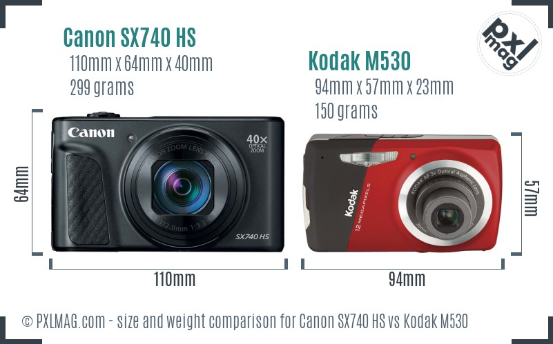 Canon SX740 HS vs Kodak M530 size comparison Canon SX740 HS vs Kodak M530 size comparison