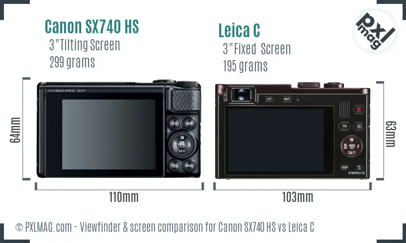 Canon SX740 HS vs Leica C Screen and Viewfinder comparison