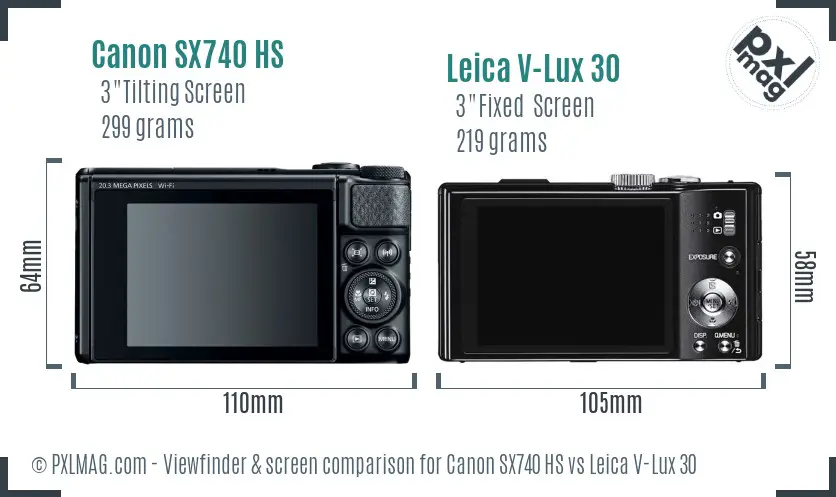 Canon SX740 HS vs Leica V-Lux 30 Screen and Viewfinder comparison