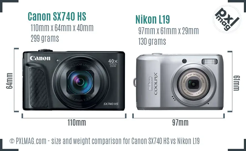 Canon SX740 HS vs Nikon L19 size comparison Canon SX740 HS vs Nikon L19 size comparison