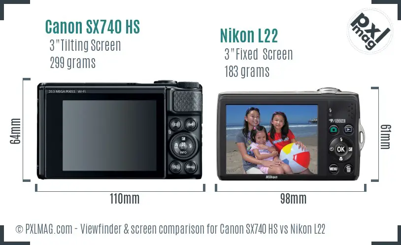 Canon SX740 HS vs Nikon L22 Screen and Viewfinder comparison Canon SX740 HS vs Nikon L22 Screen and Viewfinder comparison