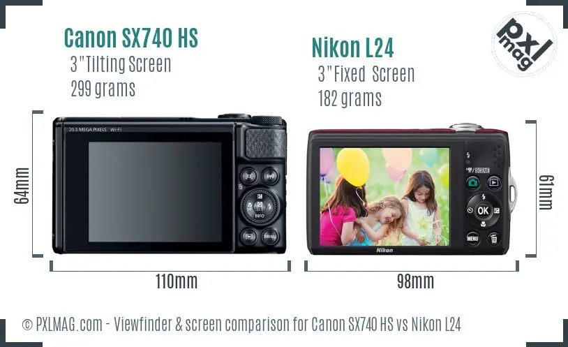 Canon SX740 HS vs Nikon L24 Screen and Viewfinder comparison