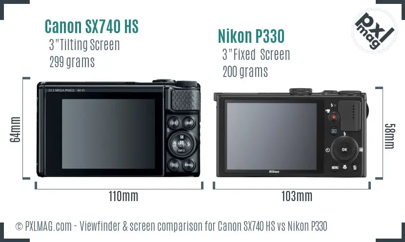 Canon SX740 HS vs Nikon P330 Screen and Viewfinder comparison Canon SX740 HS vs Nikon P330 Screen and Viewfinder comparison