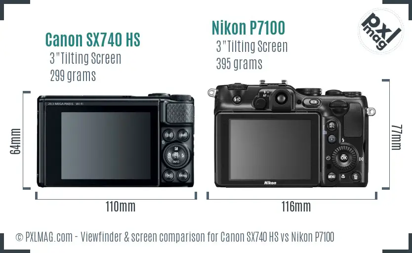 Canon SX740 HS vs Nikon P7100 Screen and Viewfinder comparison