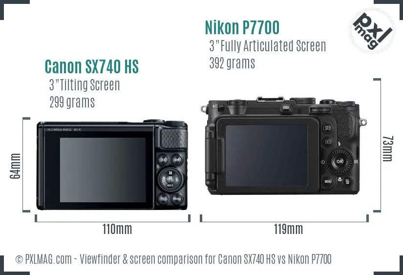 Canon SX740 HS vs Nikon P7700 Screen and Viewfinder comparison Canon SX740 HS vs Nikon P7700 Screen and Viewfinder comparison