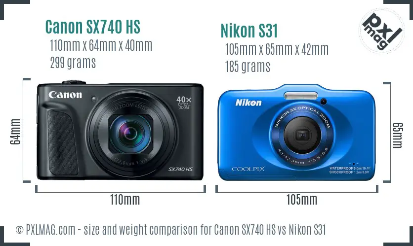 Canon SX740 HS vs Nikon S31 size comparison Canon SX740 HS vs Nikon S31 size comparison