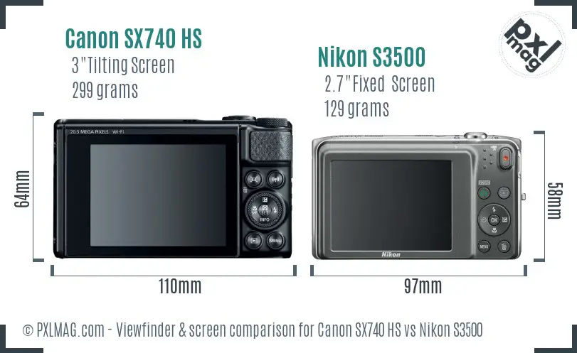 Canon SX740 HS vs Nikon S3500 Screen and Viewfinder comparison Canon SX740 HS vs Nikon S3500 Screen and Viewfinder comparison