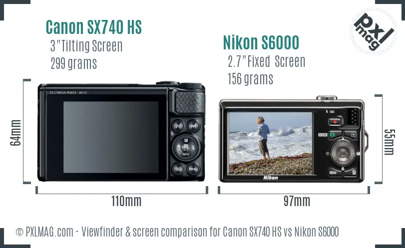 Canon SX740 HS vs Nikon S6000 Screen and Viewfinder comparison Canon SX740 HS vs Nikon S6000 Screen and Viewfinder comparison