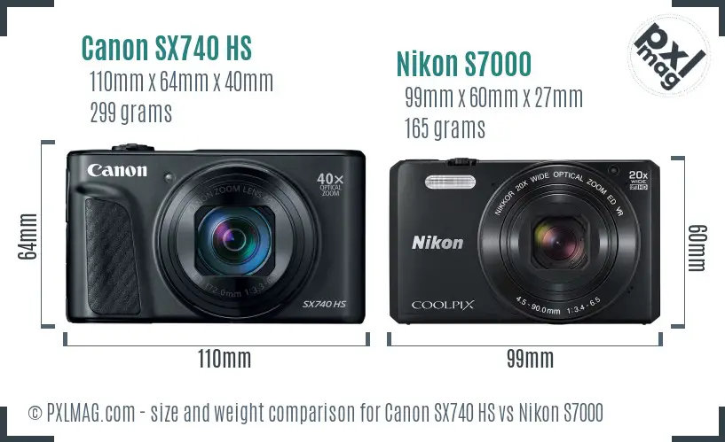 Canon SX740 HS vs Nikon S7000 size comparison Canon SX740 HS vs Nikon S7000 size comparison