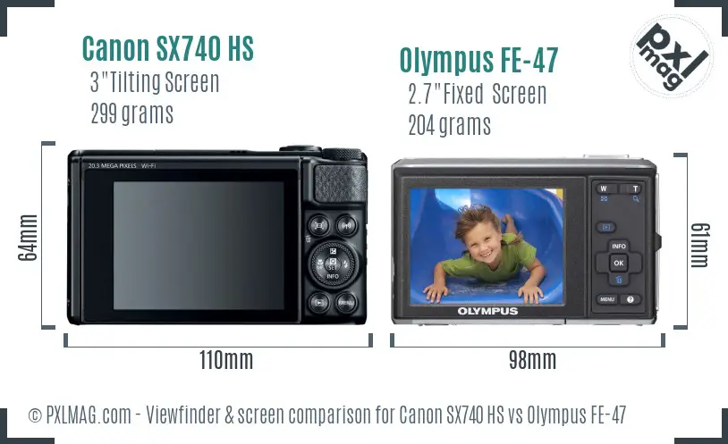 Canon SX740 HS vs Olympus FE-47 Screen and Viewfinder comparison Canon SX740 HS vs Olympus FE-47 Screen and Viewfinder comparison