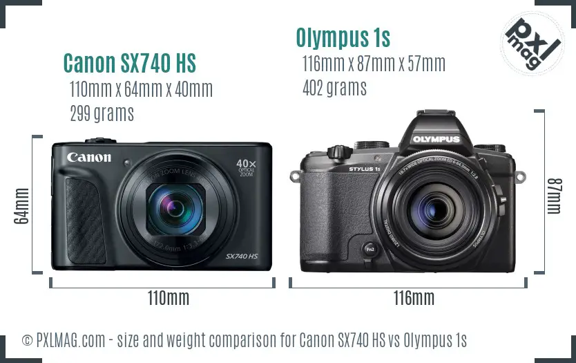 Canon SX740 HS vs Olympus 1s size comparison