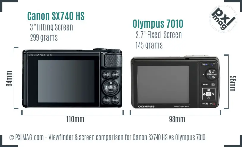 Canon SX740 HS vs Olympus 7010 Screen and Viewfinder comparison