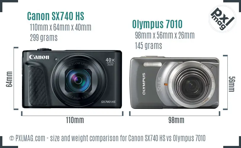 Canon SX740 HS vs Olympus 7010 size comparison