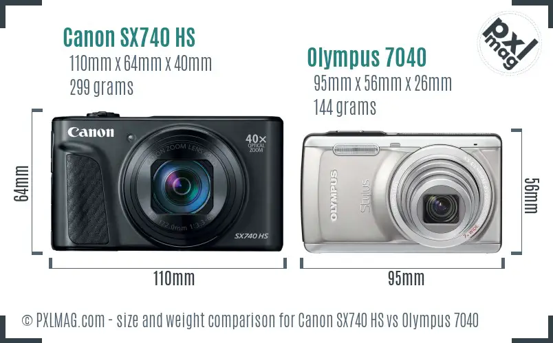 Canon SX740 HS vs Olympus 7040 size comparison