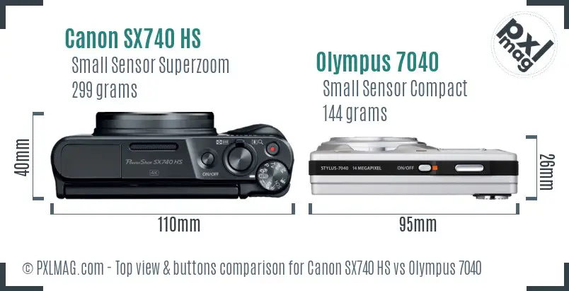 Canon SX740 HS vs Olympus 7040 top view buttons comparison