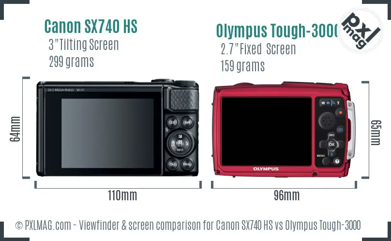Canon SX740 HS vs Olympus Tough-3000 Screen and Viewfinder comparison Canon SX740 HS vs Olympus Tough-3000 Screen and Viewfinder comparison