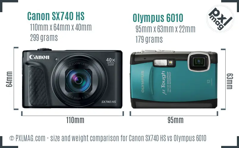 Canon SX740 HS vs Olympus 6010 size comparison