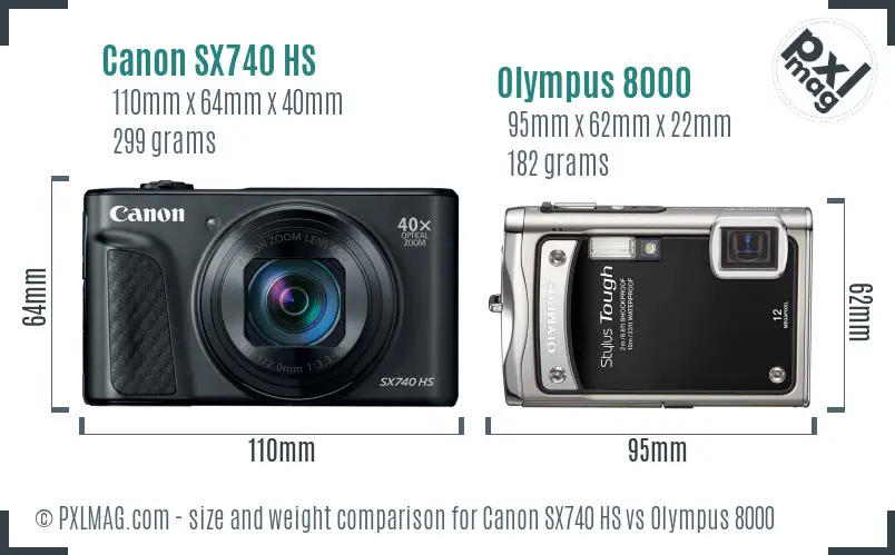 Canon SX740 HS vs Olympus 8000 size comparison Canon SX740 HS vs Olympus 8000 size comparison