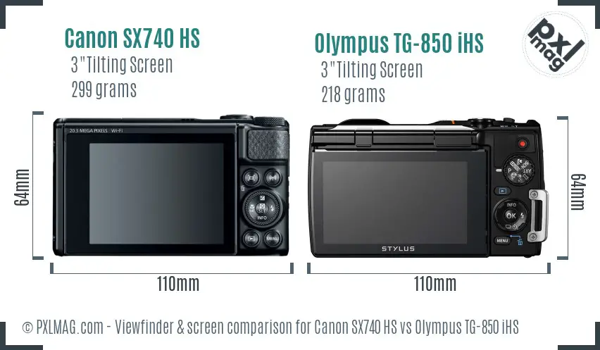 Canon SX740 HS vs Olympus TG-850 iHS Screen and Viewfinder comparison Canon SX740 HS vs Olympus TG-850 iHS Screen and Viewfinder comparison