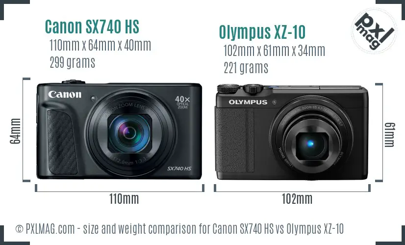 Canon SX740 HS vs Olympus XZ-10 size comparison