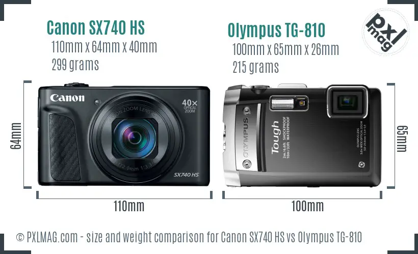 Canon SX740 HS vs Olympus TG-810 size comparison