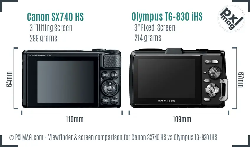 Canon SX740 HS vs Olympus TG-830 iHS Screen and Viewfinder comparison Canon SX740 HS vs Olympus TG-830 iHS Screen and Viewfinder comparison