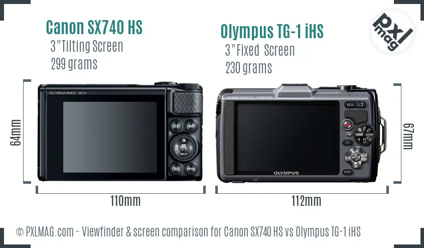 Canon SX740 HS vs Olympus TG-1 iHS Screen and Viewfinder comparison