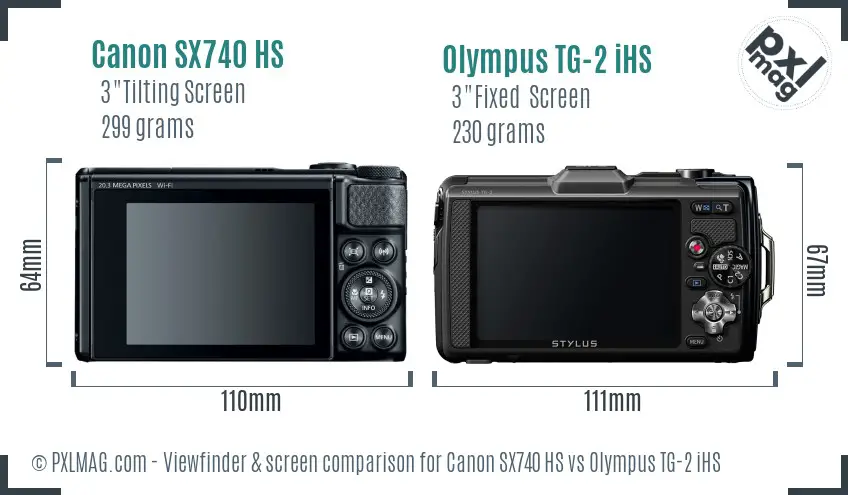 Canon SX740 HS vs Olympus TG-2 iHS Screen and Viewfinder comparison Canon SX740 HS vs Olympus TG-2 iHS Screen and Viewfinder comparison