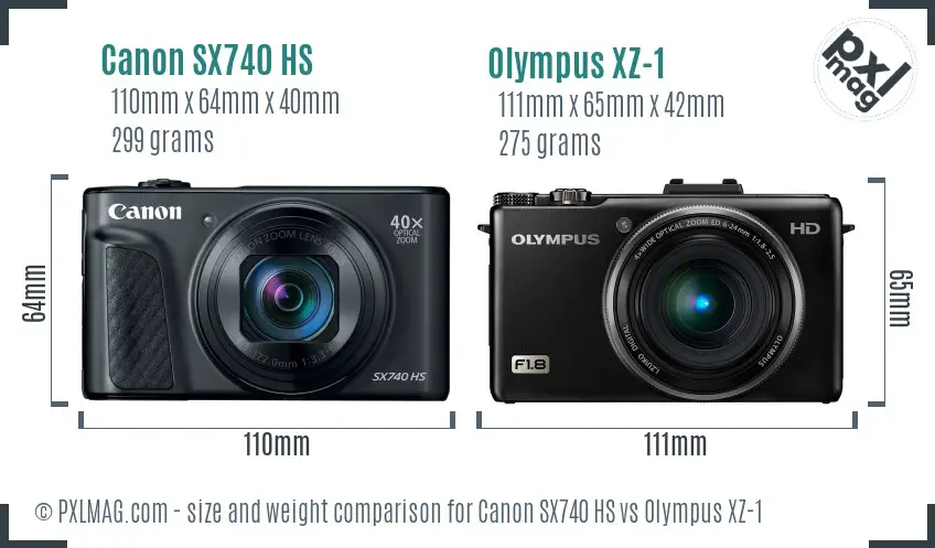 Canon SX740 HS vs Olympus XZ-1 size comparison Canon SX740 HS vs Olympus XZ-1 size comparison