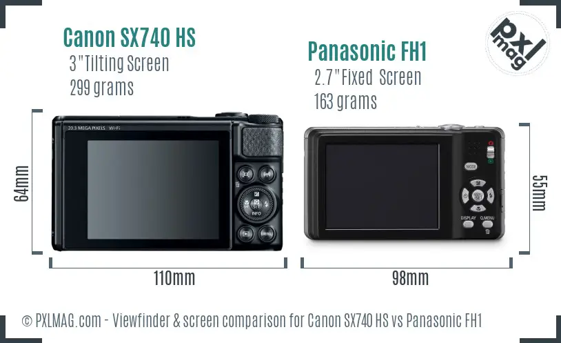 Canon SX740 HS vs Panasonic FH1 Screen and Viewfinder comparison