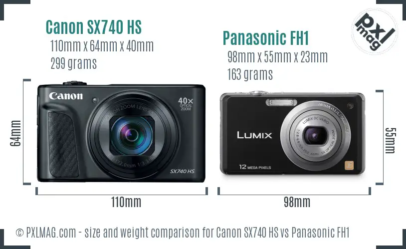 Canon SX740 HS vs Panasonic FH1 size comparison