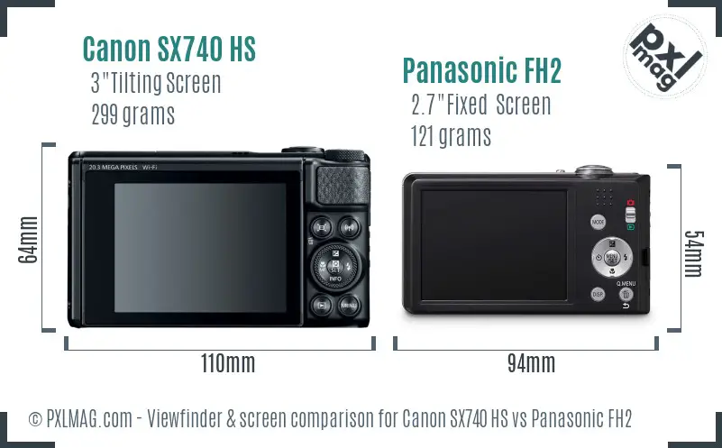 Canon SX740 HS vs Panasonic FH2 Screen and Viewfinder comparison Canon SX740 HS vs Panasonic FH2 Screen and Viewfinder comparison