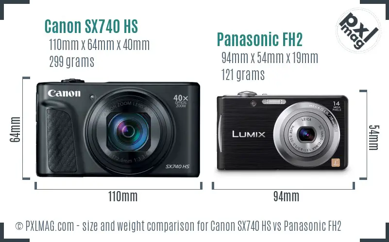 Canon SX740 HS vs Panasonic FH2 size comparison Canon SX740 HS vs Panasonic FH2 size comparison