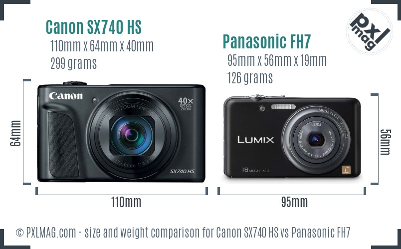 Canon SX740 HS vs Panasonic FH7 size comparison Canon SX740 HS vs Panasonic FH7 size comparison