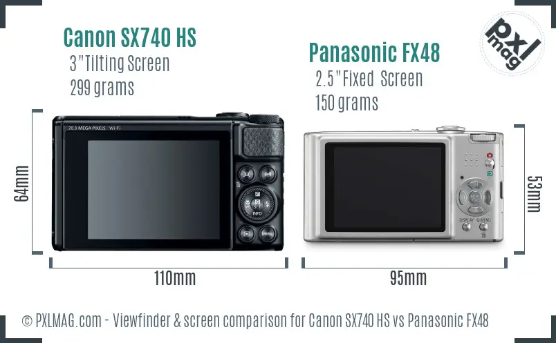 Canon SX740 HS vs Panasonic FX48 Screen and Viewfinder comparison Canon SX740 HS vs Panasonic FX48 Screen and Viewfinder comparison