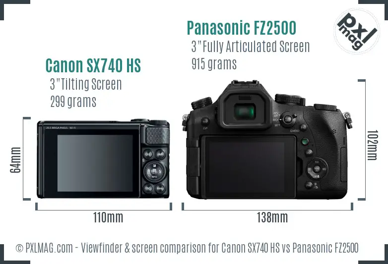 Canon SX740 HS vs Panasonic FZ2500 Screen and Viewfinder comparison Canon SX740 HS vs Panasonic FZ2500 Screen and Viewfinder comparison