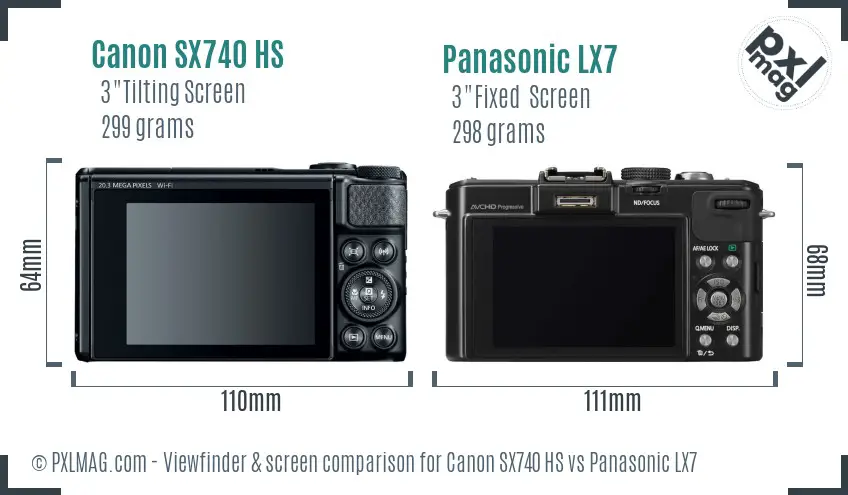 Canon SX740 HS vs Panasonic LX7 Screen and Viewfinder comparison